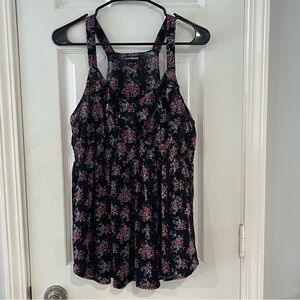 Express Vibrant Floral Black Sleeveless Women's Top Size Large